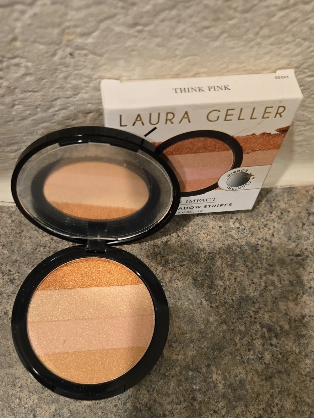 Laura Geller Peachy Rose and Copper Color Impact Silky Eyeshadow Stripes Nwt